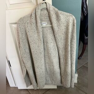 Club Monaco cashmere cream speckled cardigan soft and cozy wrap rolled collar